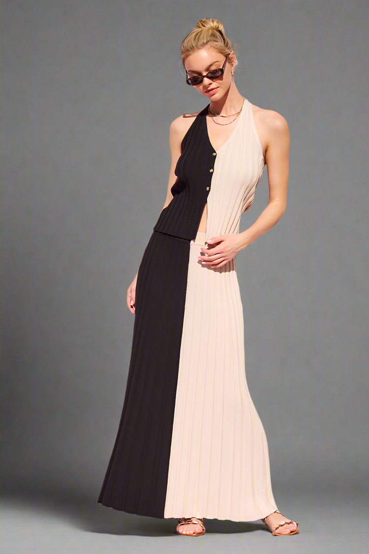 Two Tone Ribbed Maxi Set