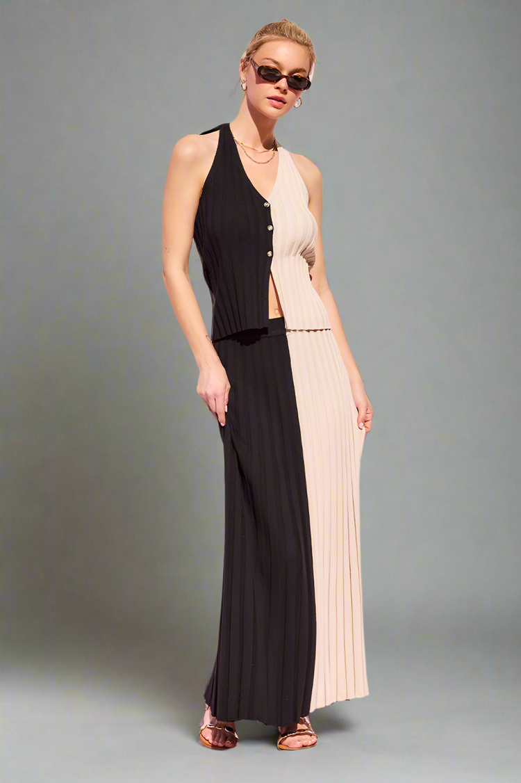 Two Tone Ribbed Maxi Set