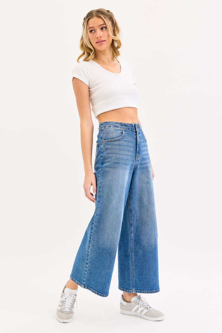 Tie-Back Wide-Leg Jeans