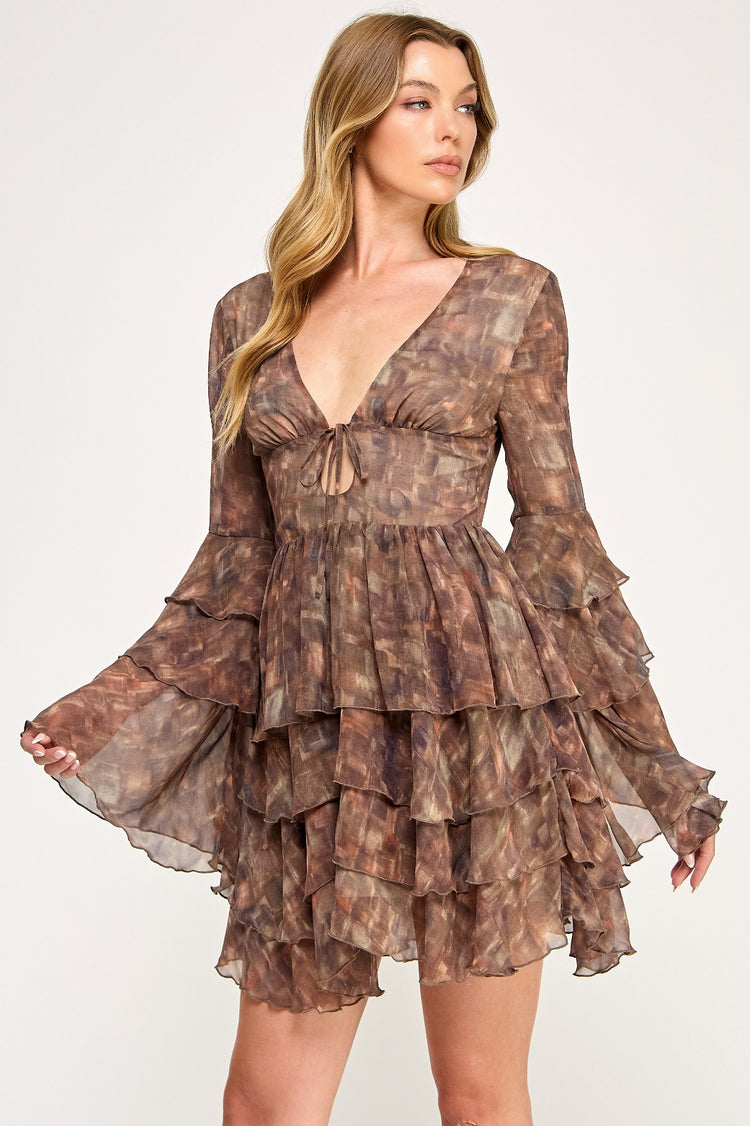 Autumn Leaf Ruffle Dress