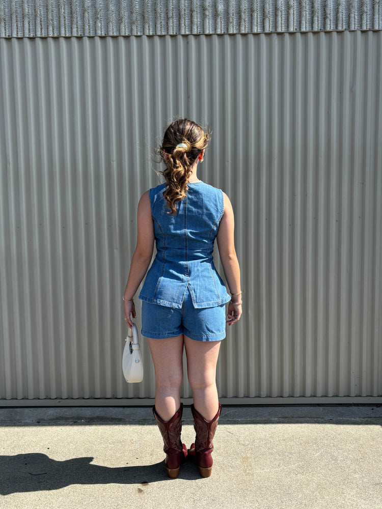 Denim Shorts Set