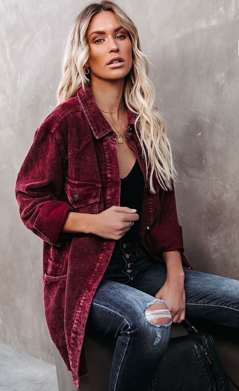 Burgundy cord sales jacket womens