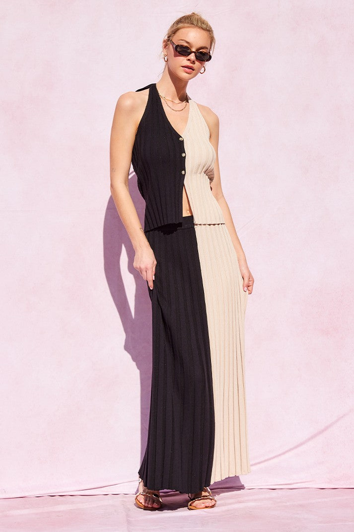 Two Tone Ribbed Maxi Set