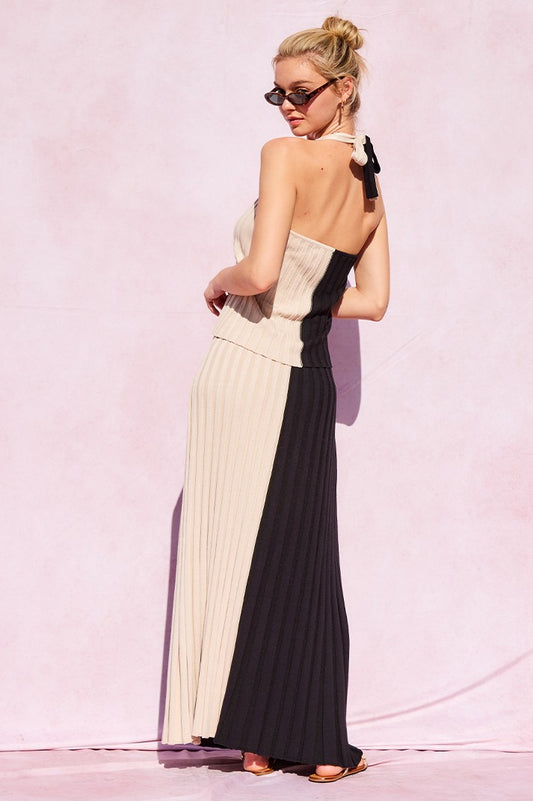 Two Tone Ribbed Maxi Set