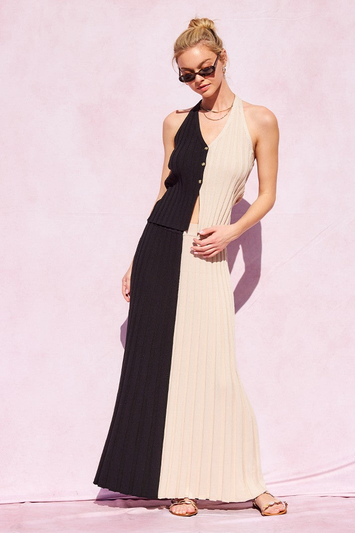 Two Tone Ribbed Maxi Set