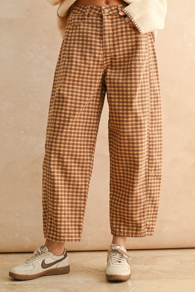Plaid Haven Barrel Pants