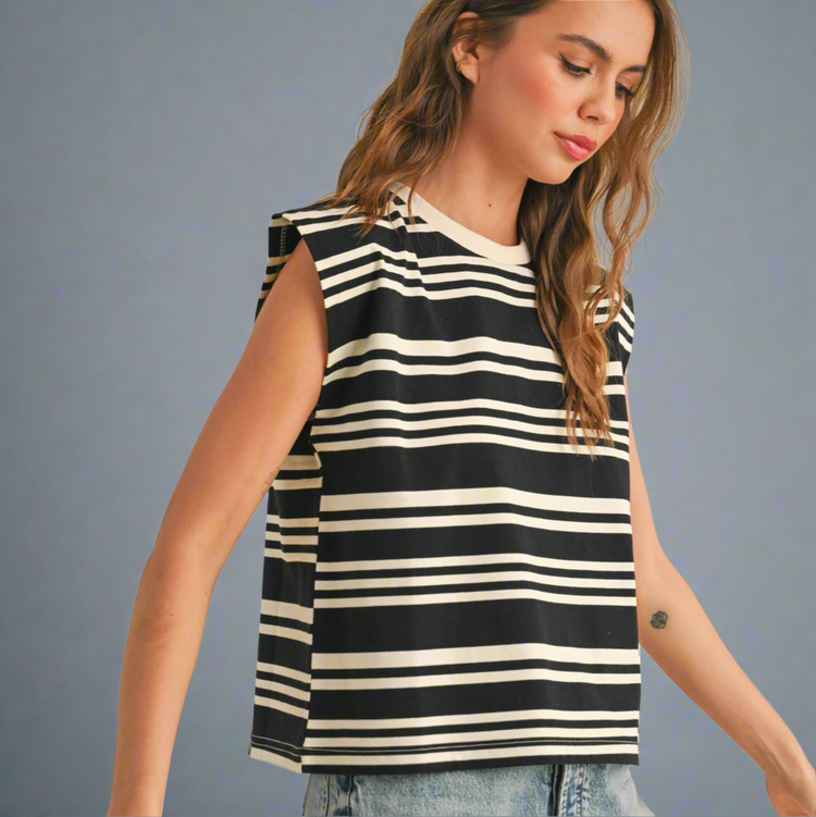 Frostline Striped Mock Top