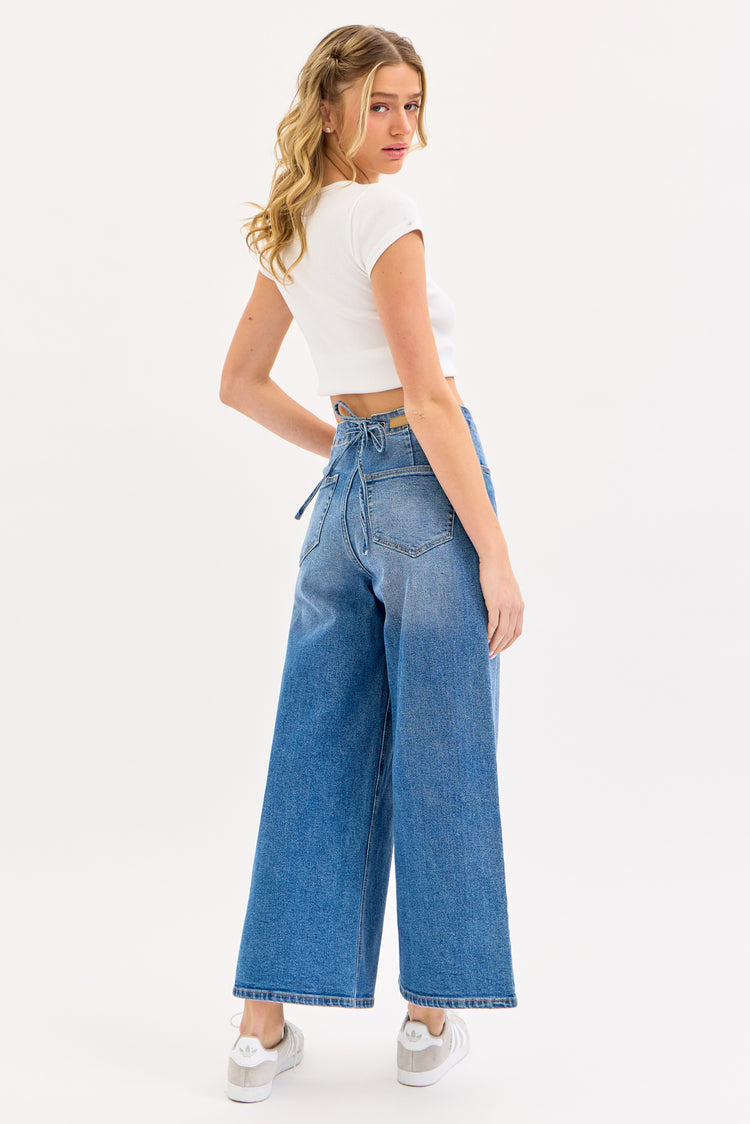 Tie-Back Wide-Leg Jeans