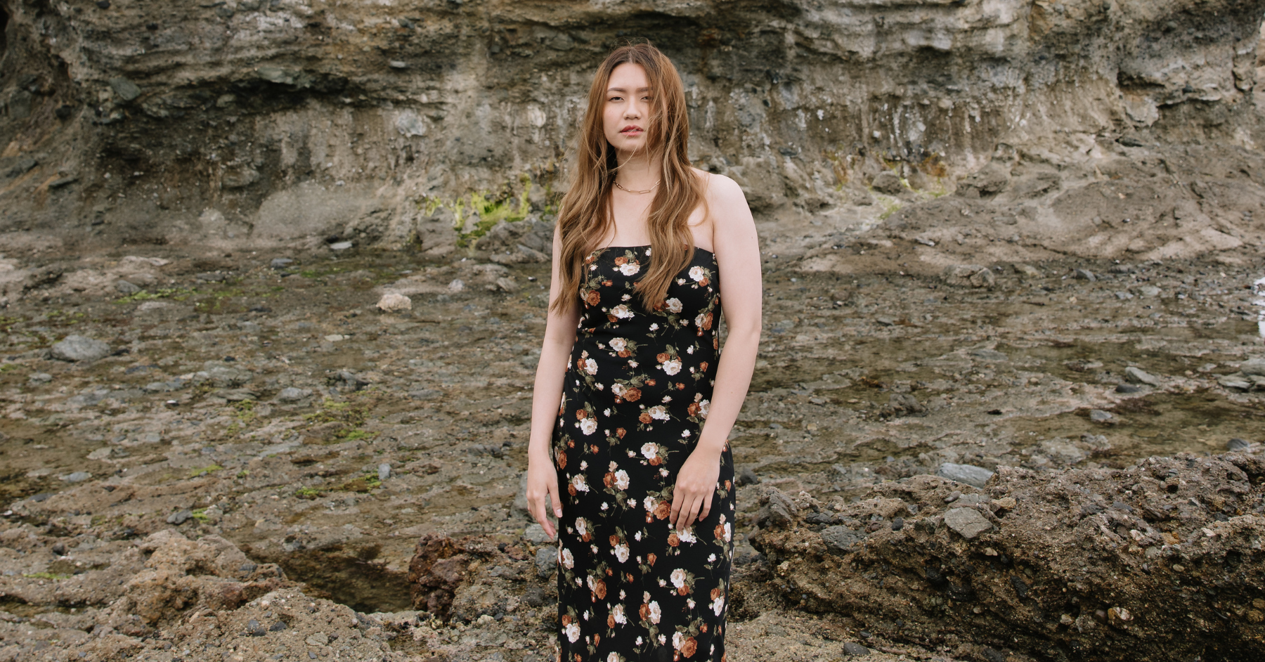 Black floral dress Newport beach