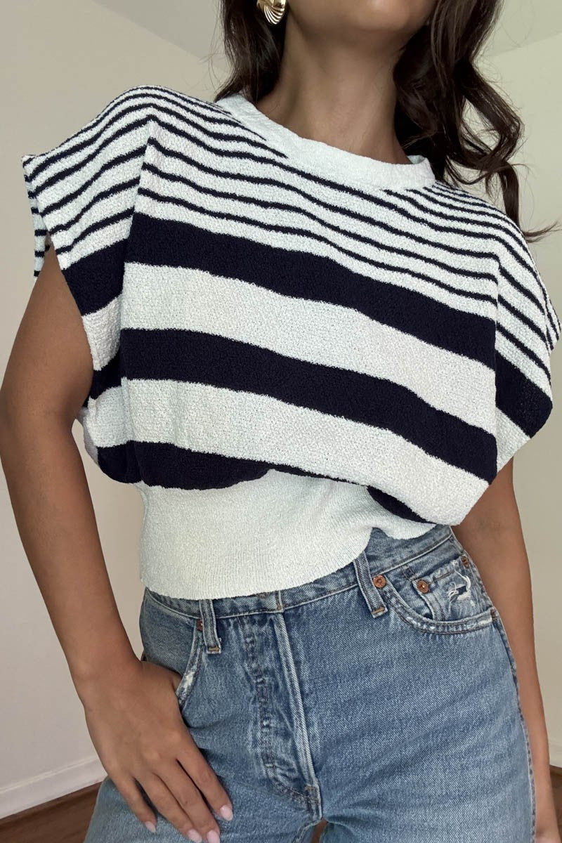 Cute blue and white striped crop top