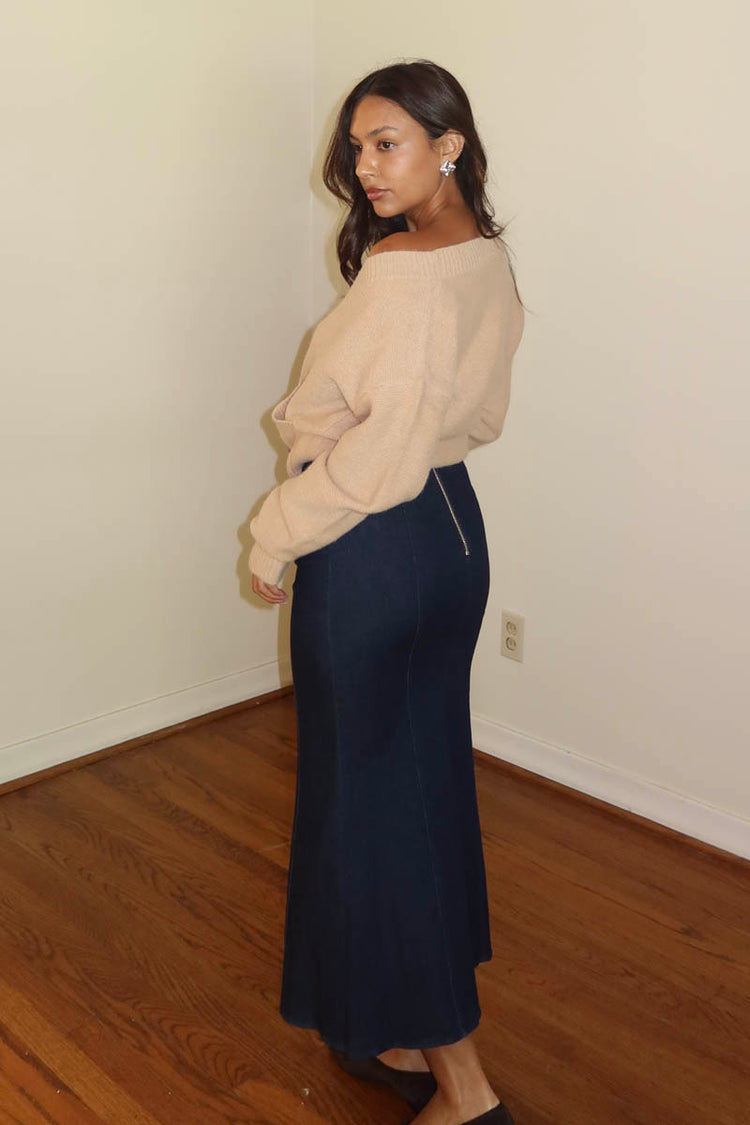 Denim midi skirt