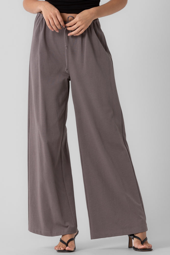 Grey lounge pants with drawstring