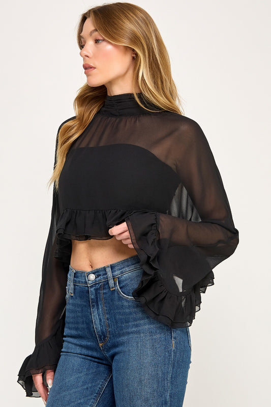 Midnight Ruffle Crop