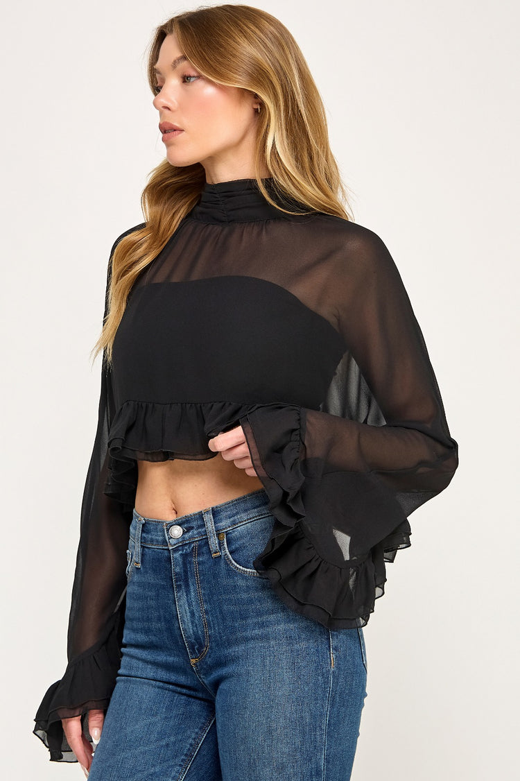 Midnight Ruffle Crop