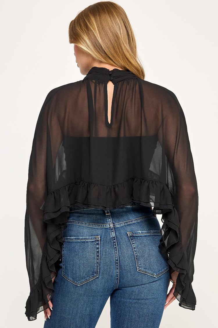 Midnight Ruffle Crop