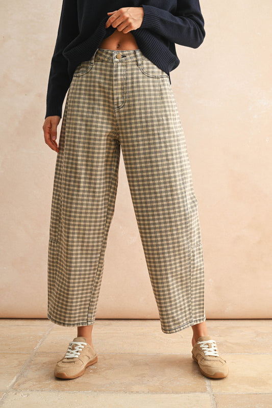 Plaid Haven Barrel Pants