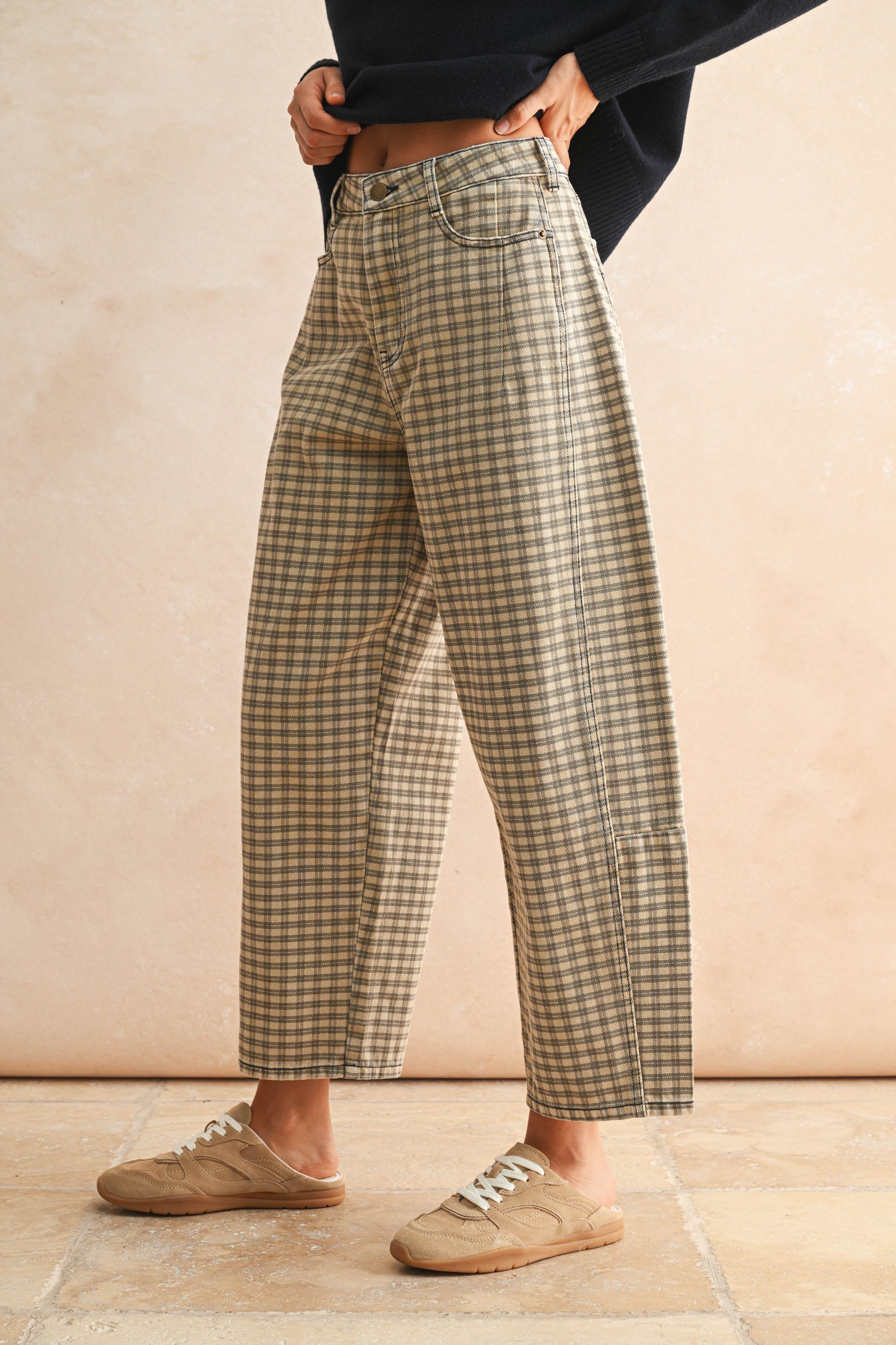 Plaid Haven Barrel Pants