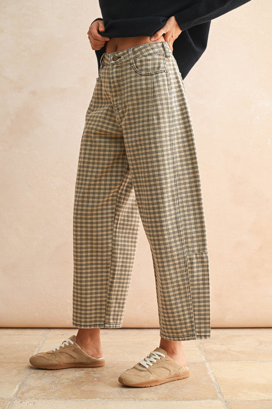 Plaid Haven Barrel Pants