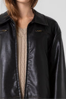 Leather jacket with zipper jacket