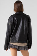 Leather trench jacket