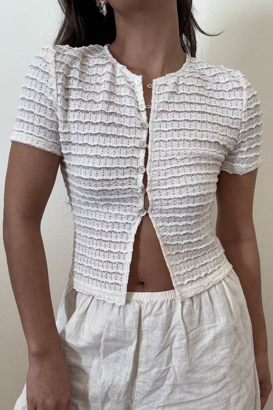 Lace Button Crop