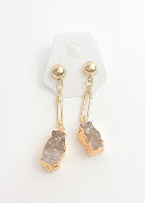 
                
                    Load image into Gallery viewer, Amethyst Pin Drop Gold Earrings
                
            