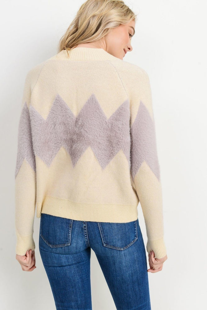 Charlotte Sweater Lavender Chevron Stripe